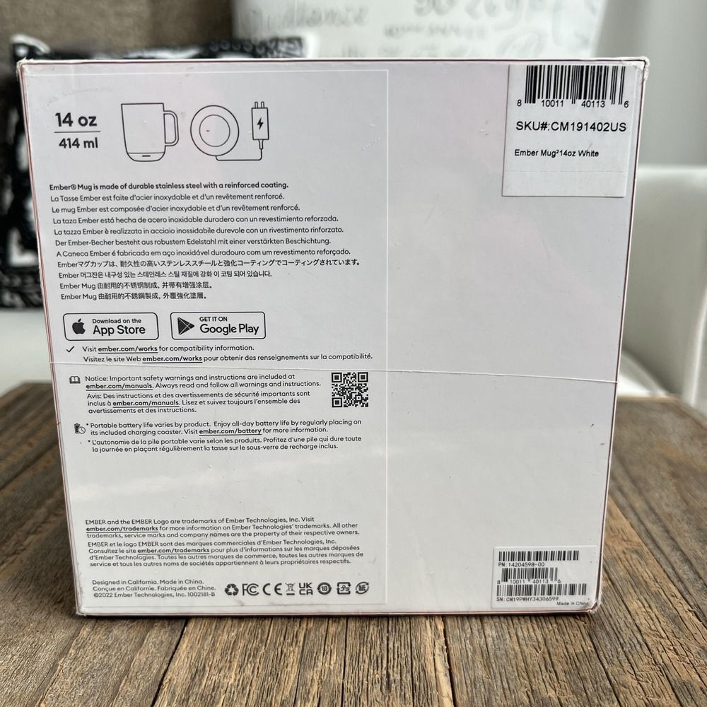 Ember Temperature Control Mug 2 White 14 Oz Smart Heated Coffee Cup New Sealed - Picture 5 of 5